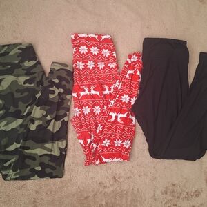 Camouflage, Red, and Black Leggings Set